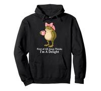 Prima di Tutto Jesus Thinks I'm A Delight Frog Coffee Meme Felpa con Cappuccio