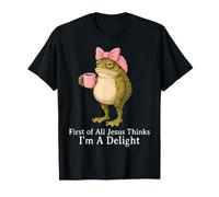 Prima di Tutto Jesus Thinks I'm A Delight Frog Coffee Meme Maglietta