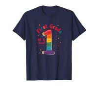 Prima elementare Here I Come Rainbow Celebrazione per Gli Studenti Maglietta, Uomo, Navy, 5XL