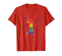 Prima elementare Here I Come Rainbow Celebrazione per Gli Studenti Maglietta, Uomo, Rosso, XL