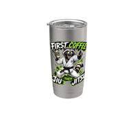 Prima Il Caffè, Poi Il Jiu-jitsu - Coffee Bjj racoon Bicchiere termico in acciaio inox doppia parete