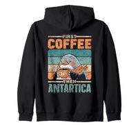 Prima Il caffè Poi L'antartide Retro Continente Antartide Felpa con Cappuccio