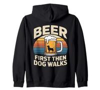 Prima la Birra e Poi Il Cane Cammina Funny Beer Dog Felpa con Cappuccio