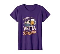 Prima La Vetta Poi Birretta Design Divertente Maglietta, Donna, Viola, L
