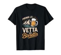 Prima La Vetta Poi Birretta Design Divertente Maglietta, Uomo, Nero, 3XL