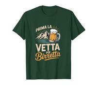 Prima La Vetta Poi Birretta Design Divertente Maglietta, Uomo, Verde Foresta, L