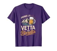 Prima La Vetta Poi Birretta Design Divertente Maglietta, Uomo, Viola, XXL