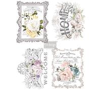 Prima Marketing Floral Home Trasferimento, Legno, 4 designs