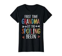 Prima Volta Nonna Lasciate Che Il Spoiling Begin Orgoglioso Nonna Maglietta con Stampa Grafica Economica, Donna, Nero, M