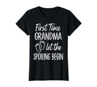 Prima Volta Nonna Lasciate Che Il Spoiling Begin Orgoglioso Nonna Maglietta con Stampa Grafica Economica, Donna, Nero, M