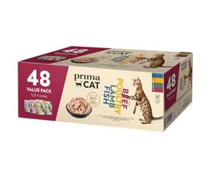 PrimaCat Cibo classico umido in salsa arrosto, cibo per gatti, pacchetto risparmio, 48 x 85 g