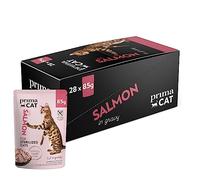 PrimaCat - Cibo umido classico per gatti sterilizzati, gusto salmone in salsa arrosto, 28 x 85 g