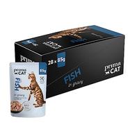 PrimaCat - Classico cibo umido per gatti, gusto pesce in salsa arrosto, 28 x 85 g