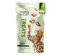 PrimaCat - Deliziosi per gatti senza cereali e croccanti contro le palle dei capelli, gusto manzo, 18 x 40 g