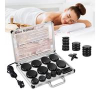 Primachen Hot Stones - Kit riscaldante per massaggi, 21 pezzi, pietre calde per massaggio, pietre calde al basalto, per casa, spa, terapia riscaldante rilassante