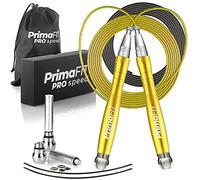 PrimaFIT Corda per Saltare Professionale Crossfit Boxe con Pesi Jump Rope | PRO Speed Corda da Saltare Pesante, corda da salto, Skipping Jumping Rope, 2x3m Cavi Regolabile, Cuscinetti a Sfera, Custodia