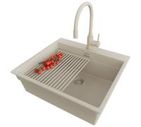 PRIMAGRAN Lavandino da Cucina al Mobile 60cm + Rubinetto, 58x53cm