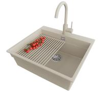 PRIMAGRAN Lavandino da Cucina al Mobile 60cm + Rubinetto, 58x53cm