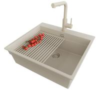 PRIMAGRAN Lavandino da Cucina al Mobile 60cm + Rubinetto, 58x53cm