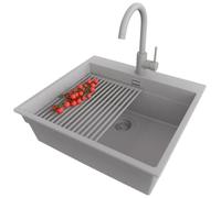 PRIMAGRAN Lavandino da Cucina al Mobile 60cm + Rubinetto, 58x53cm
