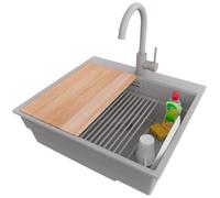 PRIMAGRAN Lavandino da Cucina al Mobile 60cm + Rubinetto, 58x53cm