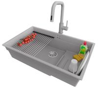 PRIMAGRAN Lavandino da Cucina al Mobile 80cm + Rubinetto, 76x47cm