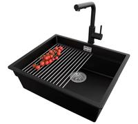 PRIMAGRAN Lavandino da Cucina Nero - Prague Level Slim, 56x47cm