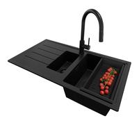 PRIMAGRAN Lavandino da Cucina Tutto Nero - Copenhagen Duo, 90x50cm