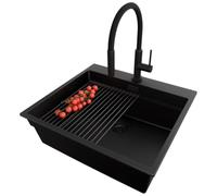 PRIMAGRAN Lavandino da Cucina Tutto Nero - Oslo Max Level, 58x53cm