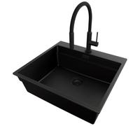 PRIMAGRAN Lavandino da Cucina Tutto Nero - Oslo Max Level, 58x53cm
