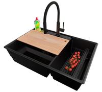 PRIMAGRAN Lavandino da Cucina Tutto Nero - Parigi Chef, 78x53cm