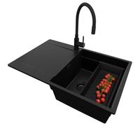 PRIMAGRAN Lavandino da Cucina Tutto Nero - San Francisco Level, 78x50cm