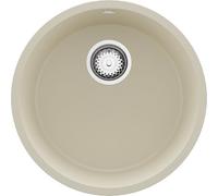 PRIMAGRAN Lavello da Cucina Beige 46x46cm, Lavandino in Granito a 1 vasca + Sifone Classico, Lavabo da Cucina Incasso al Mobile 50cm - La Valletta Slim S006