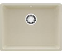 PRIMAGRAN Lavello da Cucina Beige 56x44cm, Lavandino in Granito a 1 vasca + Sifone Classico, Lavabo Incasso al mobile 60cm - Venezia Slim Easy S042