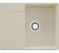 PRIMAGRAN Lavello da Cucina Beige 62x50cm, Lavandino da Cucina a 1 vasca + Sifone Classico, Lavabo da Cucina Incasso al mobile 45cm - Copenhagen