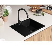 PRIMAGRAN Lavello da Cucina Beige 62x50cm, Lavandino da Cucina a 1 vasca + Sifone Classico, Lavabo da Cucina Incasso al mobile 45cm - Ibiza