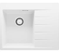PRIMAGRAN Lavello da Cucina Bianco 62x50cm, Lavandino da Cucina a 1 vasca + Sifone Classico, Lavabo da Cucina Incasso al mobile 40cm - Sydney