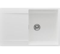 PRIMAGRAN Lavello da Cucina Bianco 78x50cm, Lavandino in Granito a 1 vasca + Sifone Classico, Lavabo Incasso al mobile 50cm - San Francisco S002