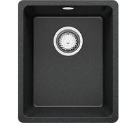 PRIMAGRAN Lavello da Cucina Grafite 36x44cm, Lavandino in Granito a 1 vasca + Sifone Classico, Lavabo Incasso al mobile 40cm - Venezia Slim Easy S003