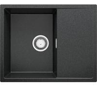 PRIMAGRAN Lavello da Cucina Grafite 62x50cm, Lavandino da Cucina a 1 vasca + Sifone Classico, Lavabo da Cucina Incasso al mobile 45cm - Ibiza