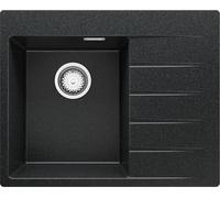 PRIMAGRAN Lavello da Cucina Grafite 62x50cm, Lavandino da Cucina a 1 vasca + Sifone Classico, Lavabo da Cucina Incasso al mobile 40cm - Sydney