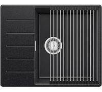 PRIMAGRAN Lavello da Cucina Grafite 62x50cm, Lavandino in Granito a 1 vasca + Set di accessori, Lavabo Incasso al mobile 50cm - Copenhagen S094