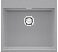 PRIMAGRAN Lavello da Cucina Grigio 58x53cm, Lavandino in Granito a 1 vasca + Sifone Classico, Lavabo Incasso al mobile 60cm - Oslo Max S005