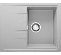 PRIMAGRAN Lavello da Cucina Grigio 62x50cm, Lavandino da Cucina a 1 vasca + Sifone Classico, Lavabo da Cucina Incasso al mobile 40cm - Milano