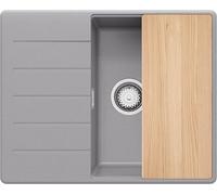 PRIMAGRAN Lavello da Cucina Grigio 62x50cm, Lavandino da Cucina a 1 vasca + Sifone Classico + Tagliere, Lavabo da Cucina Incasso al mobile 45cm - Copenhagen
