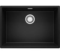 PRIMAGRAN Lavello da Cucina Nero 66x47cm, Lavandino in Granito a 1 vasca + Sifone Classico, Lavabo da Cucina Incasso al Mobile 70cm - London Slim S387