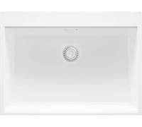 PRIMAGRAN Lavello da Cucina Tutto Bianco 68x50cm, Lavandino in Granito a 1 vasca + Sifone Classico, Lavabo Incasso al mobile 70cm - Oslo S188
