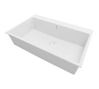 PRIMAGRAN Lavello da Cucina Tutto Bianco 78x50cm, Lavandino in Granito a 1 vasca + Sifone Classico, Lavabo Incasso al mobile 80cm - Riga S230