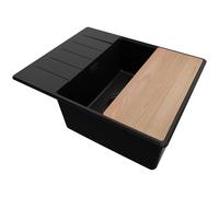 PRIMAGRAN Lavello da Cucina Tutto Nero 62x50cm, Lavandino da Cucina a 1 vasca + Sifone Classico + Tagliere, Lavabo da Cucina Incasso al mobile 50cm - Copenhagen