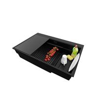 PRIMAGRAN Lavello da Cucina Tutto Nero 78x53cm, Lavandino da Cucina a 1 vasca + Sifone Classico + Accessori, Lavabo da Cucina Incasso al mobile 80cm - Oslo Max